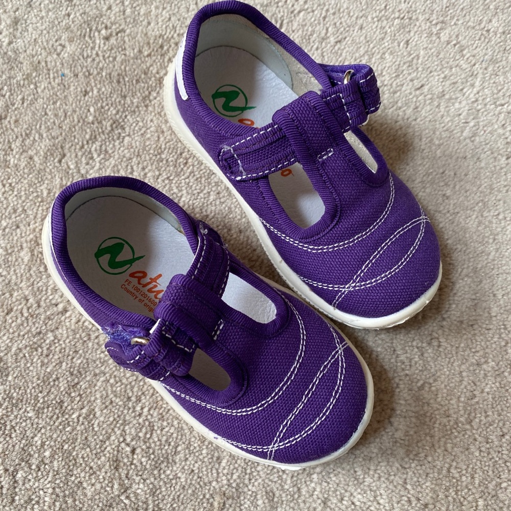 NATURINO Mini Kids Purple Canvas Mary Jane Sneakers